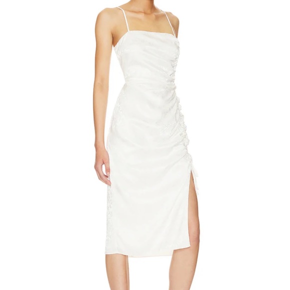 Revolve Ruched Midi Dress in Cloud- Small - Picture 2 of 14